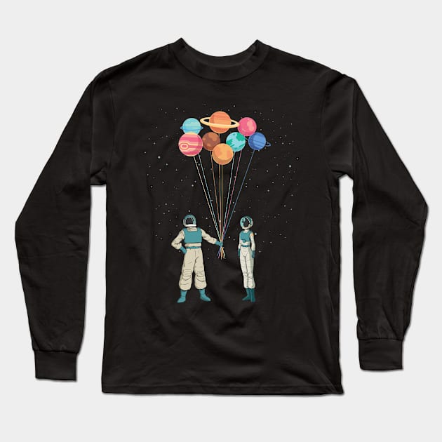 Planet Balloons Galaxy Just For You Long Sleeve T-Shirt by origato